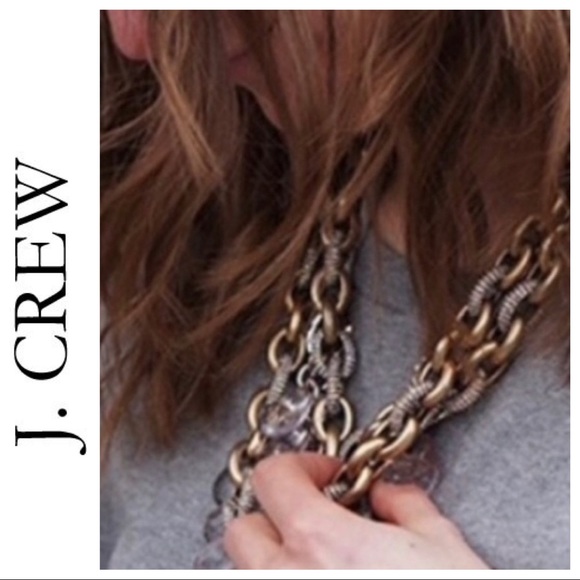 J Crew Pave Link Necklace - Picture 1 of 10